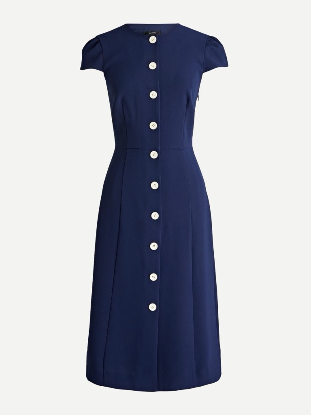 J. Crew Cap Sleeve Classic Navy Button-Front Midi Dress New! 2
